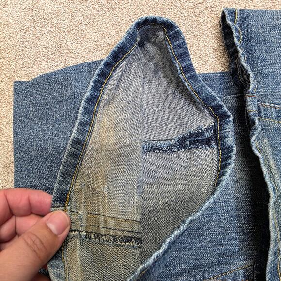 Y2K vtg Embellished boho western Revolution Distressed Flare jeans sz 11 - Picture 12 of 15